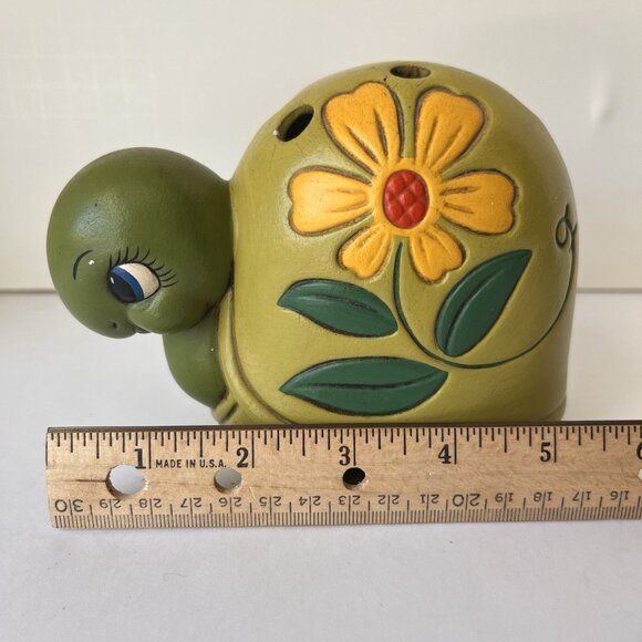 MCM 70s BoHo Ceramic Turtle Tortoise Figurine w/ Holes for Pens Makeup Brushes - Picture 12 of 13